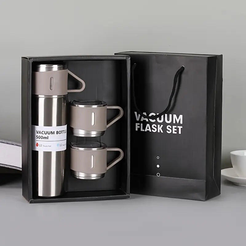 Stainless Steel Vacuum Flask Set - 16.9oz Insulated Travel Mug with Lid