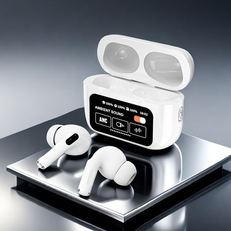 A9 Pro Touch Screen Airpods Pro - ANC Wireless Earbuds With Bluetooth 5.0, LCD Display, Super Bass And Pop-Up Feature