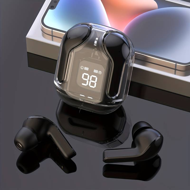 Air31 Wireless Earbuds Bluetooth 5.3, Wireless Earphones Transparent with Deep Bass Hi-Fi Stereo Sound, Bluetooth Headphone with Built-in Mic