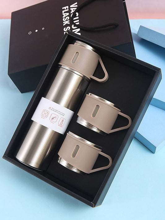 Stainless Steel Vacuum Flask Set - 16.9oz Insulated Travel Mug with Lid