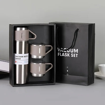 Stainless Steel Vacuum Flask Set - 16.9oz Insulated Travel Mug with Lid