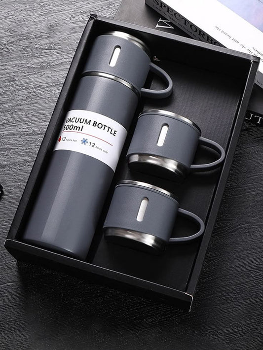 Stainless Steel Vacuum Flask Set - 16.9oz Insulated Travel Mug with Lid