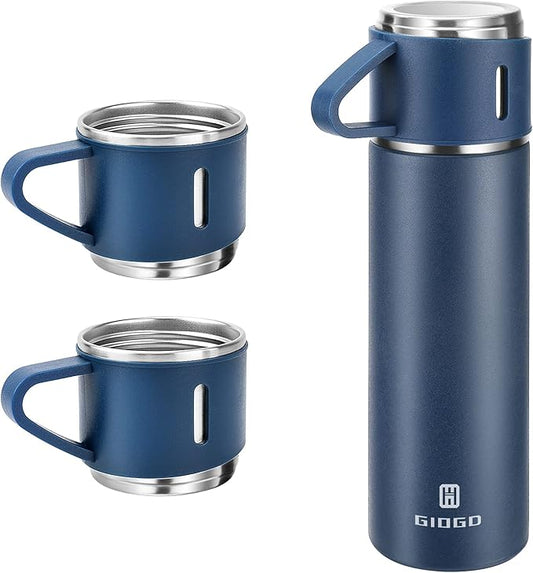 Stainless Steel Vacuum Flask Set - 16.9oz Insulated Travel Mug with Lid