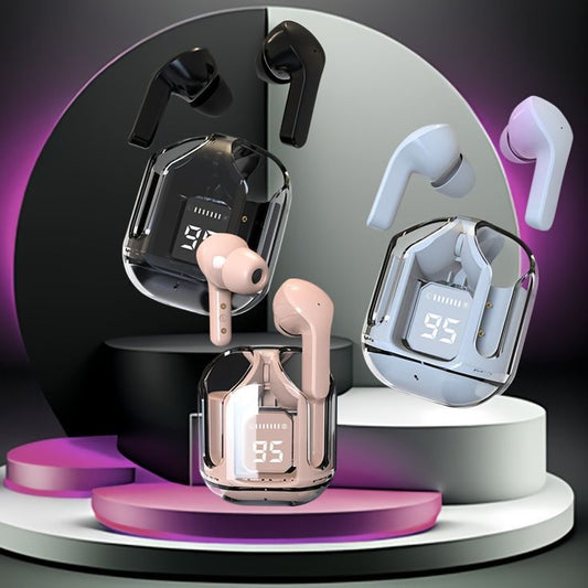 Air31 Wireless Earbuds Bluetooth 5.3, Wireless Earphones Transparent with Deep Bass Hi-Fi Stereo Sound, Bluetooth Headphone with Built-in Mic