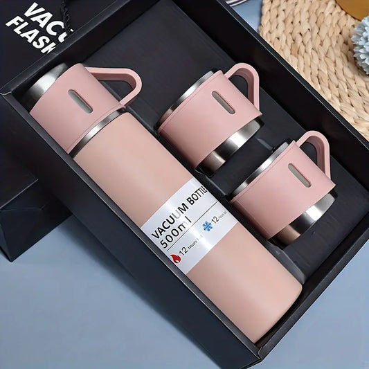 Stainless Steel Vacuum Flask Set - 16.9oz Insulated Travel Mug with Lid