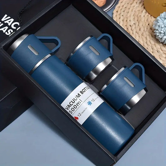 Stainless Steel Vacuum Flask Set - 16.9oz Insulated Travel Mug with Lid